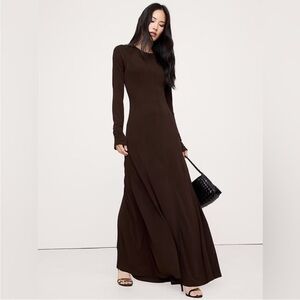 Banana Republic Paneled Knit Maxi Dress Ganache Brown